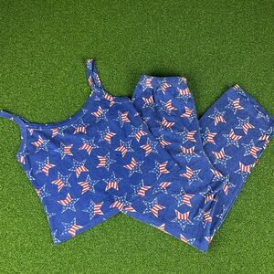 Vintage  SoftWear San Francisco Blue 4th of July Tank Top Pajama Set Sz 6